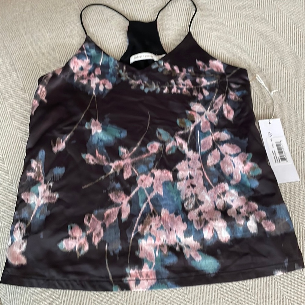 Bishop +Young black Floral Racer Back Tank top size XS
